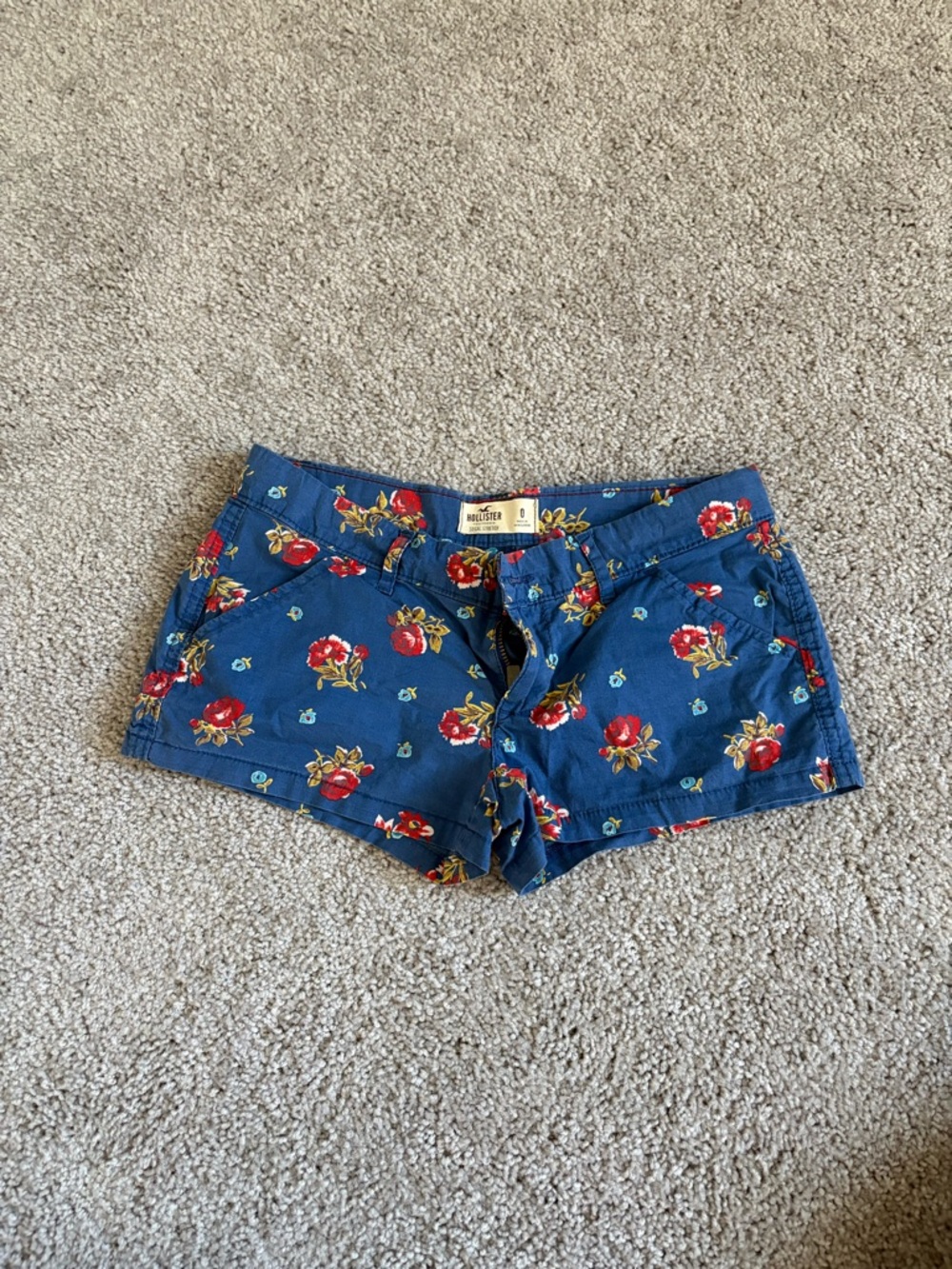 Hollister Navy Floral Print Cotton-Blend Women’s Shorts